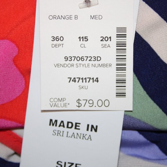 Coco Bianco Top $79 Sz M Orange Multi Color Floral Polyester Spandex Top - Picture 9 of 11